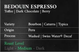 Bedouin Espresso – Decaf Arabica Blend
