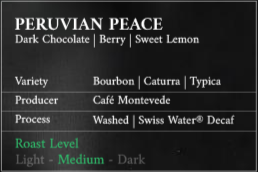 Peruvian Peace Decaf – Medium Roast