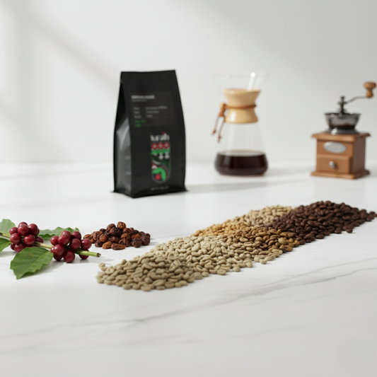 Coffee visual Journey from harvest period to darkest roast 