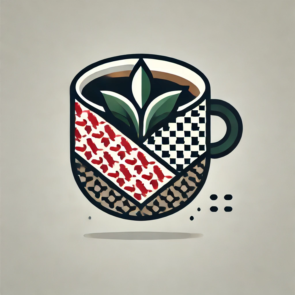 Illustration of a coffee cup with patterned design on a beige background